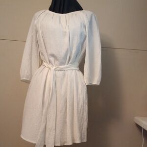 Elizabeth and James White Boho 3/4 Length Sleeve Dress